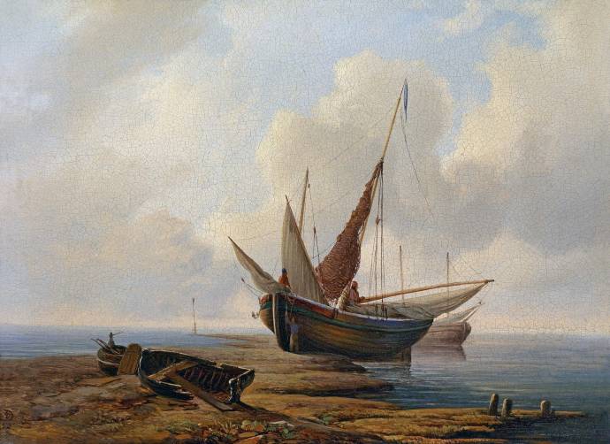 Рыбаки на берегу. 1850 г. / Работа неизвестного автора 998