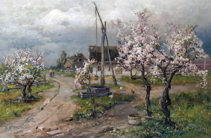 Ланшафт с деревьями в цвету / Клевер Юлий Юльевич - Julius Sergius von Klever