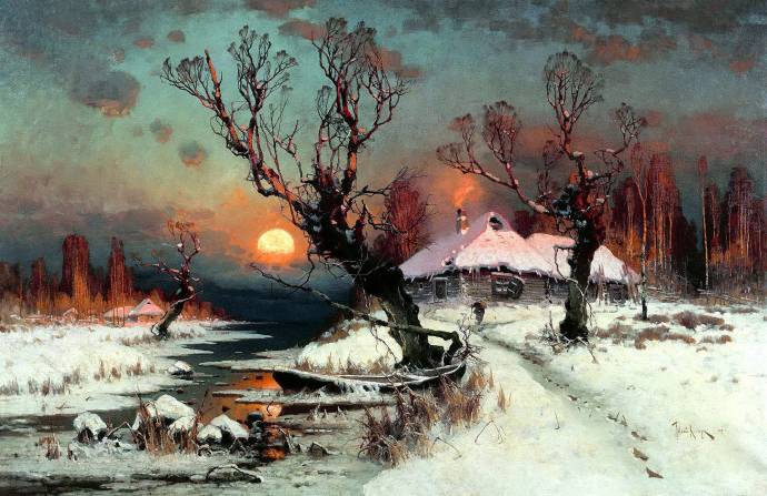 Закат солнца за озером / Клевер Юлий Юльевич - Julius Sergius von Klever