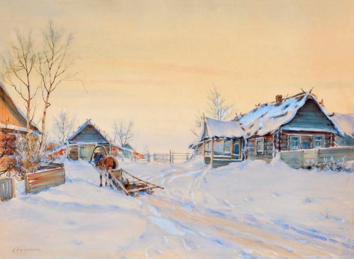 Деревня зимой / Балунин Михаил Абрамович - Balunin Mikhail Abramovich