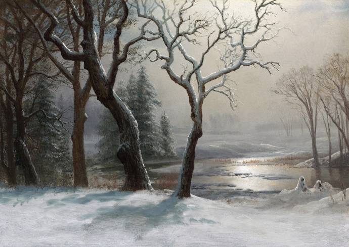 Зимний парк / Альберт Бирштадт - Albert Bierstadt