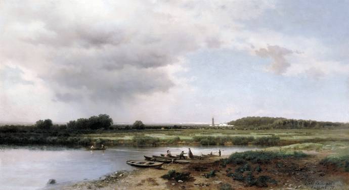 Вид на реку Казанку. 1875 г. / Каменев Лев Львович - Kamenev Lev