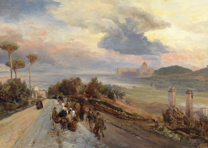 Дорога с видом на Ватикан. 1878 г. / Освальд Аченбах - Oswald Achenbach
