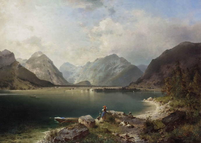 Вид на северный берег озера / Франц Ричард Унтербергер - Franz Richard Unterberger