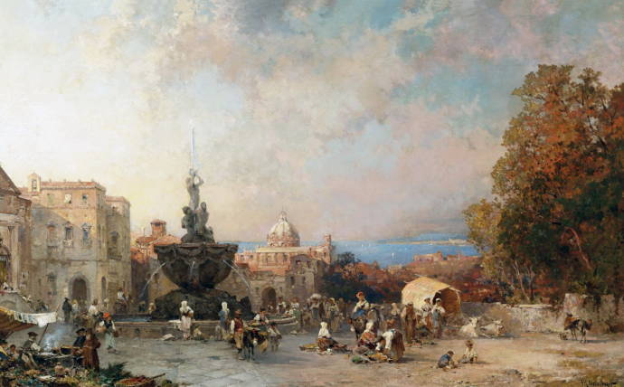 Рынок в Неаполе / Франц Ричард Унтербергер - Franz Richard Unterberger