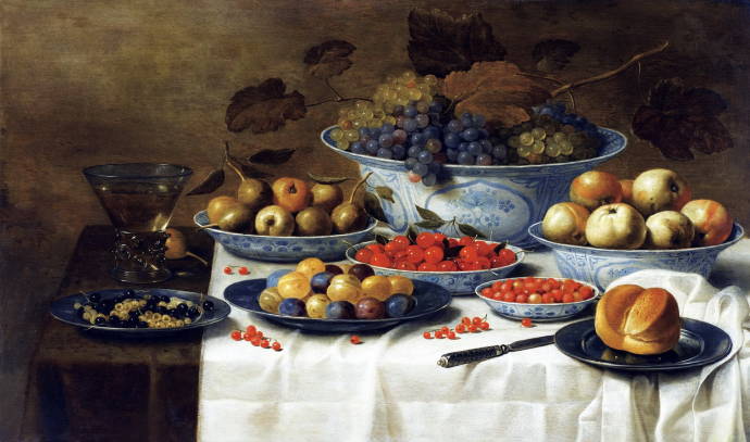 Натюрморт с фруктами в мисках / Флорис ван Шутен - Floris Gerritsz van Schooten