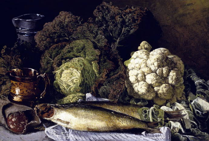 Натюрморт с овощами и рыбой / Фанни Чурберг - Fanny Churberg