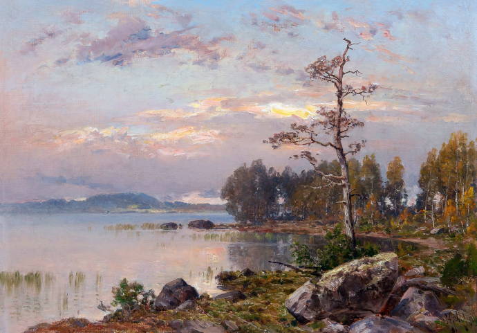 Вечер на озере / Магнус Ялмар Мунстеръелм - Magnus Hjalmar Munsterhjelm
