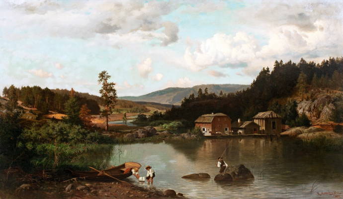 Вид на ту сторону озера / Магнус Ялмар Мунстеръелм - Magnus Hjalmar Munsterhjelm
