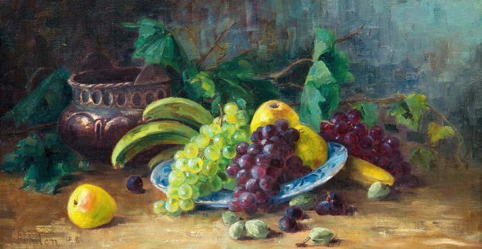 Натюрморт из фруктов и медной чаши / Ада Тилен - Ada Thilen