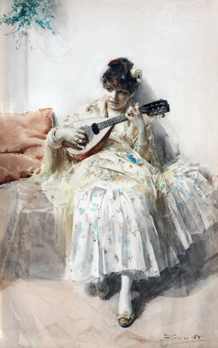Девушка, играющая на мандолине / Андерс Леонард Цорн - Anders Leonard Zorn