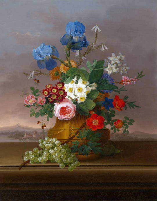 Натюрморт с цветами и виноградом / Йохан Кнапп - Johann Knapp