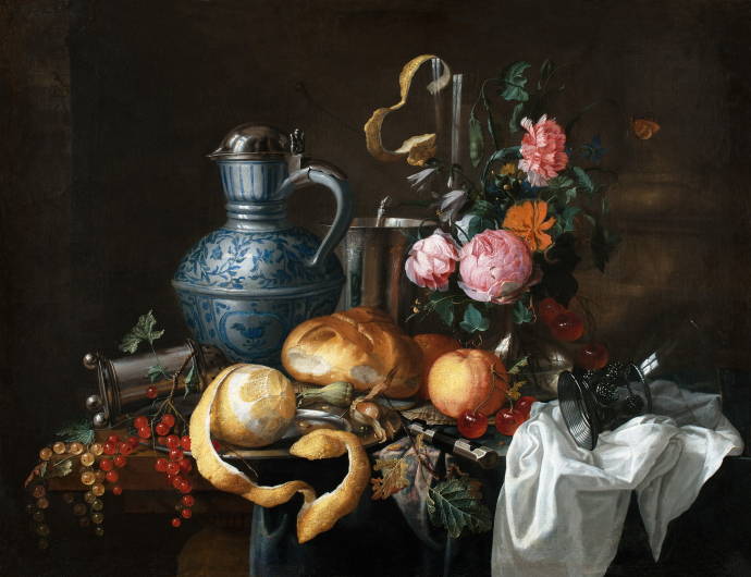 Натюрморт с цветами, кувшином и фруктами / Ян Давидс де Хем - Jan Davidsz de Heem