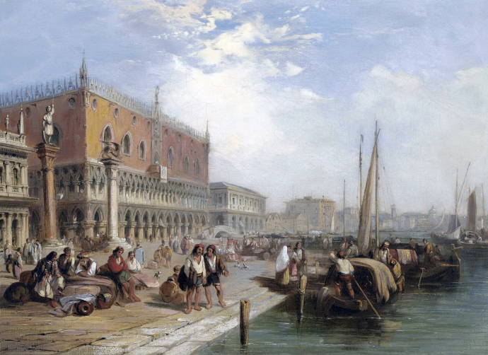 Пристань в Венеции с площади Дукале / Эдвард Причетт - Edward Pritchett
