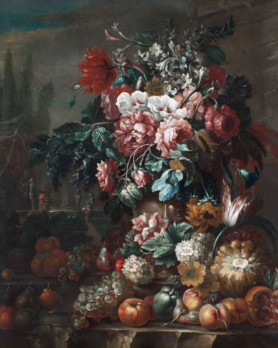Натюрморт с цветами и фруктами / Никола Малинконико - Nicola Malinconico