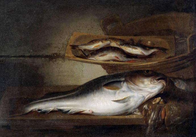 Натюрморт с рыбой на столе / Якоб Гиллиг - Jacob Gillig