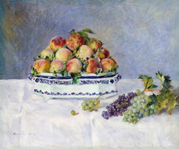 Натюрморт с персикам и виноградом / Пьер Огюст Ренуар - Pierre Auguste Renoir