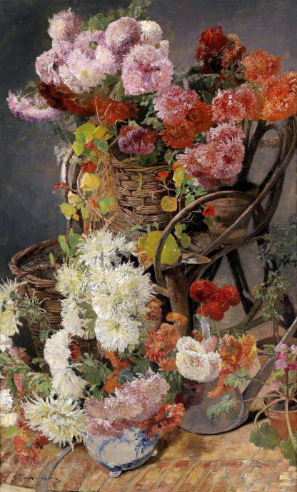 Большой декоративный натюрморт с цветами / Густав Жаннере - Gustave Jeanneret