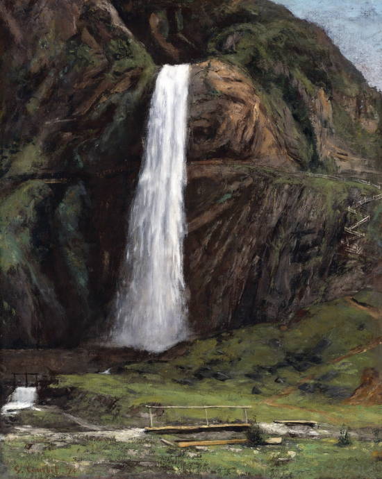 Пешеходный дорога под водопадом / Густав Курбе - Gustave Courbet