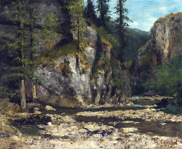 Гористая местность с ручьём / Густав Курбе - Gustave Courbet