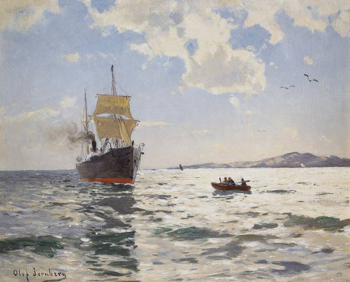 Военный пароход и лодка / Олоф Йернберг - Olof Jernberg