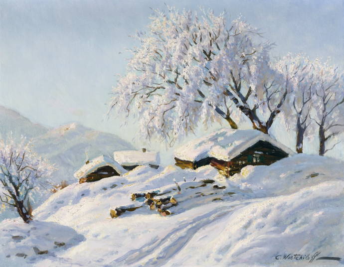 Закат зимой / Вещилов Константин Александрович - Westchiloff Constantin Alexandrovich