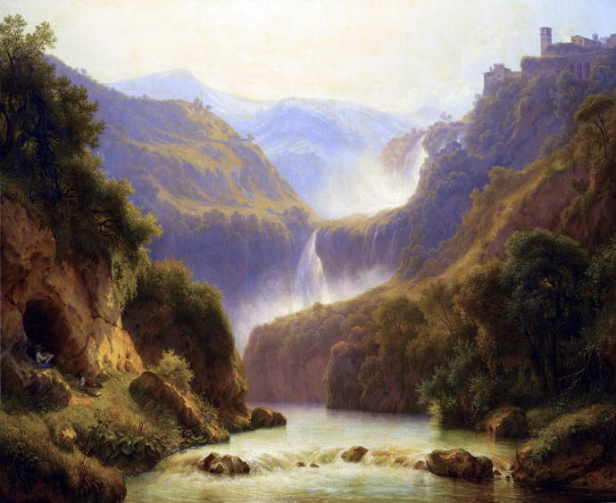 Долина с водопадом / Карл Моргенштерн - Carl Morgenstern