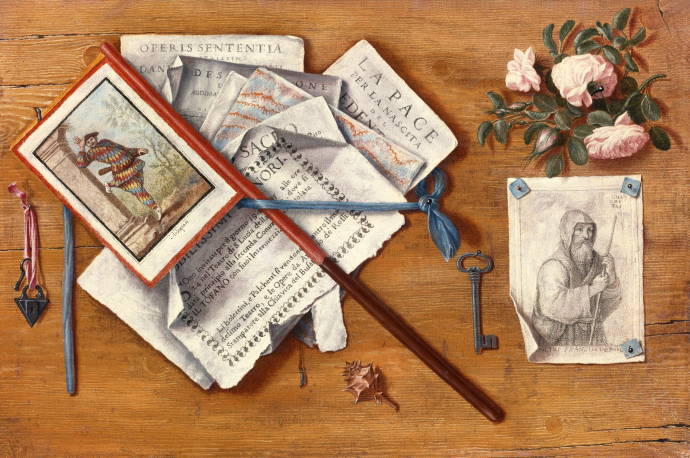Натюрморт с письмами, ключом и розой / Антонио Чиотти - Antonio Cioci