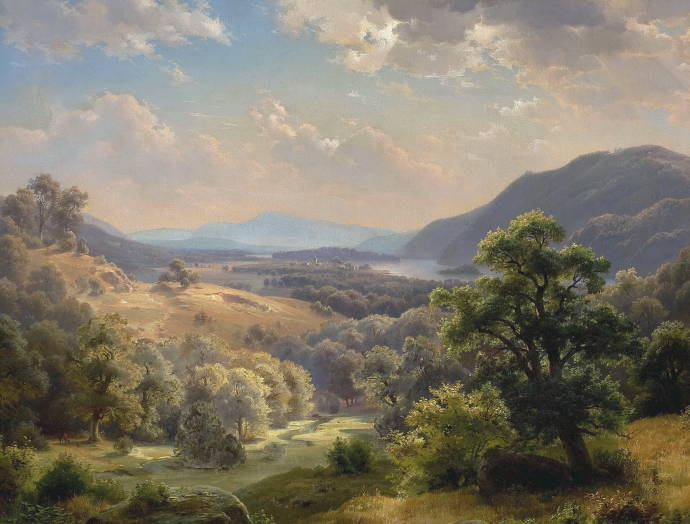 Пейзаж с долиной и горами / Дэниэл Готтлиб Поль Вебер - Daniel Gottlieb Paul Weber