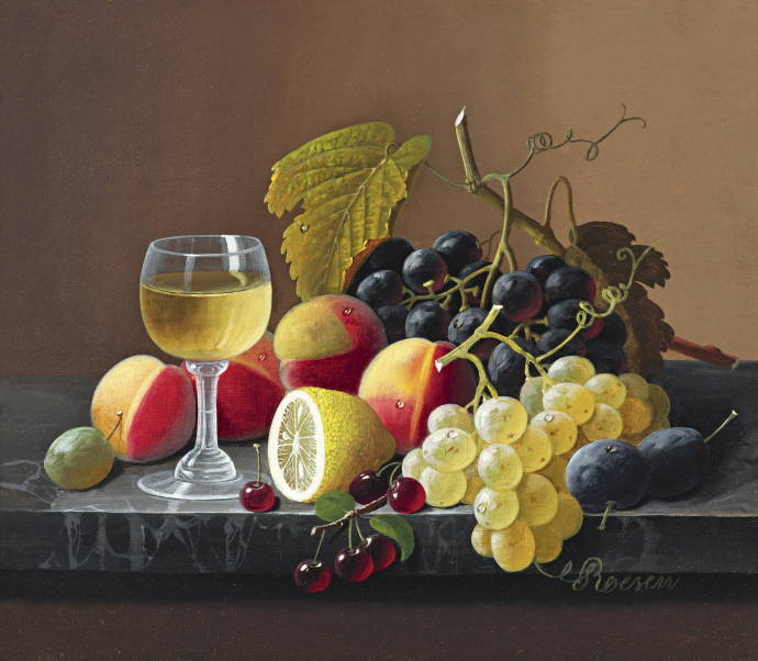 Натюрморт с фруктами и лемоном / Северин Розен  - Severin Roesen
