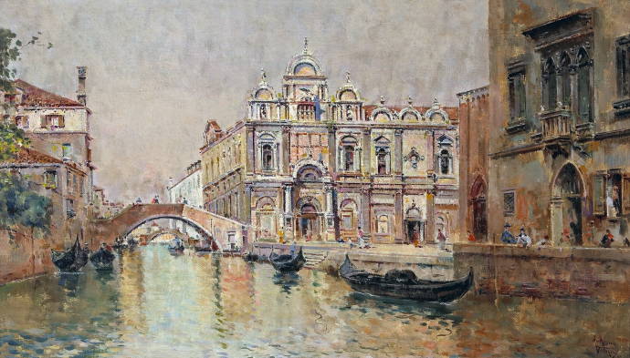 Венецианский канал с гондолой / Антонио Мария Манеско - Antonio Maria de Reyna Manescau