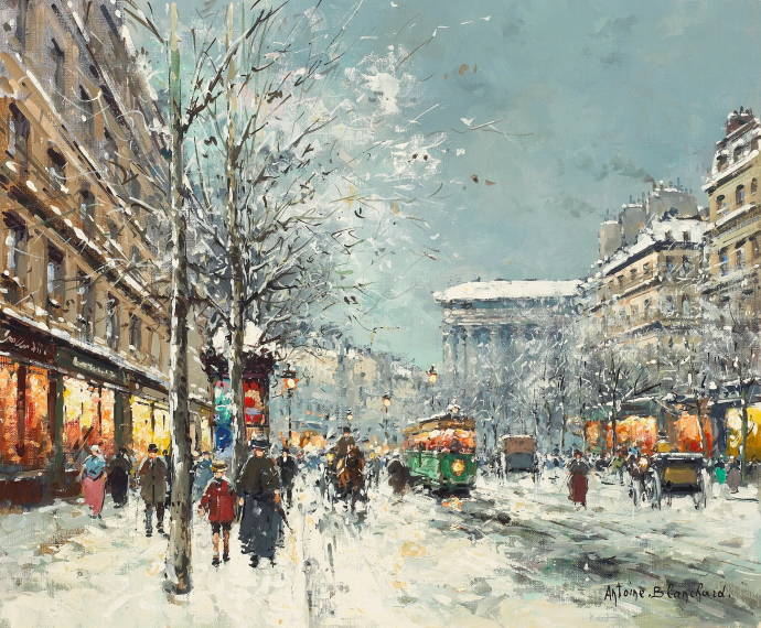 Бульвар Маделайн зимой / Антуан Бланшар - Antoine Blanchard