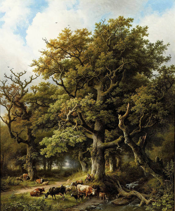 Лесной пейзаж с пастухом и стадом / Баренд Корнелис Коеkкоек - 