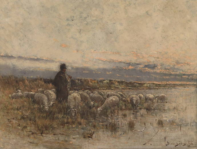Пастух со стадом в сумерках / Бела фон Спани - Bela von Spanyi