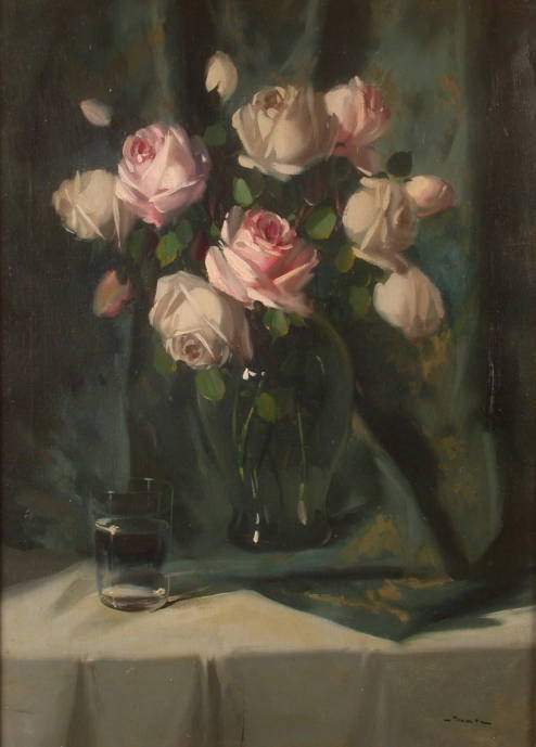 Розовые розы в стекле / Вильмос Мурин - Vilmos Murin