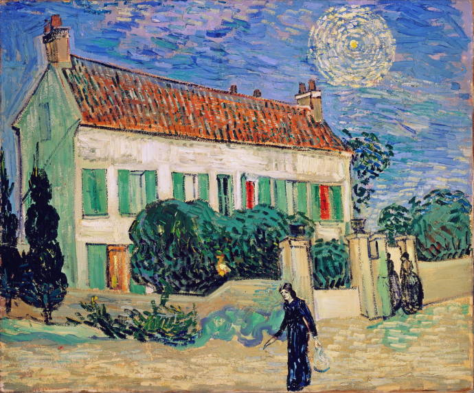 Белый дом ночью. 1890 г. / Винсент Вильям Ван Гог - Vincent William van Gogh