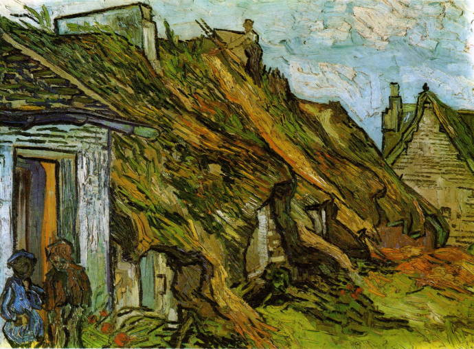Коттеджи из песчаника с соломенной крышей в Шапонвале. 1890 г. / Винсент Вильям Ван Гог - Vincent William van Gogh
