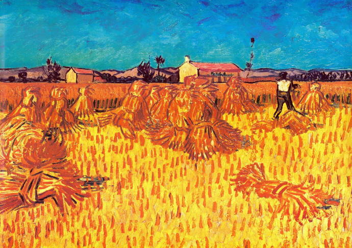 Пшеничные стога со жнецом. Полдень / Винсент Вильям Ван Гог - Vincent William van Gogh