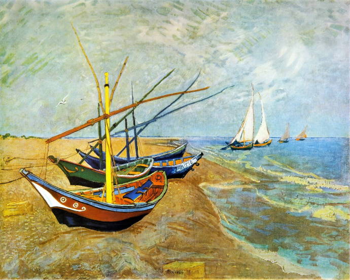 Рыбачьи лодки на берегу в Сен-Марье / Винсент Вильям Ван Гог - Vincent William van Gogh