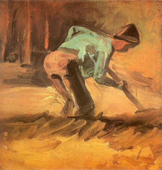 Человек с палкой или лопатой наклоняясь / Винсент Вильям Ван Гог - Vincent William van Gogh