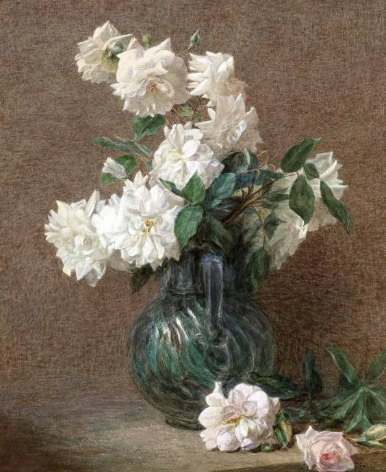 Белые цветы в вазе / Анри Фантен Латур - Henri Fantin Latour