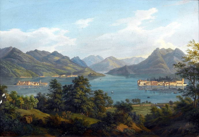 Озеро Маджоре с островом Борромео / Генрих Адам Нордлинген - Heinrich Adam Nordlingen