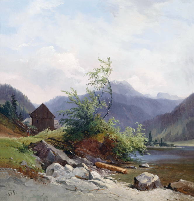 Гоный пейзаж с речкой. 1859 г. / Георг Гейер - Georg Geyer