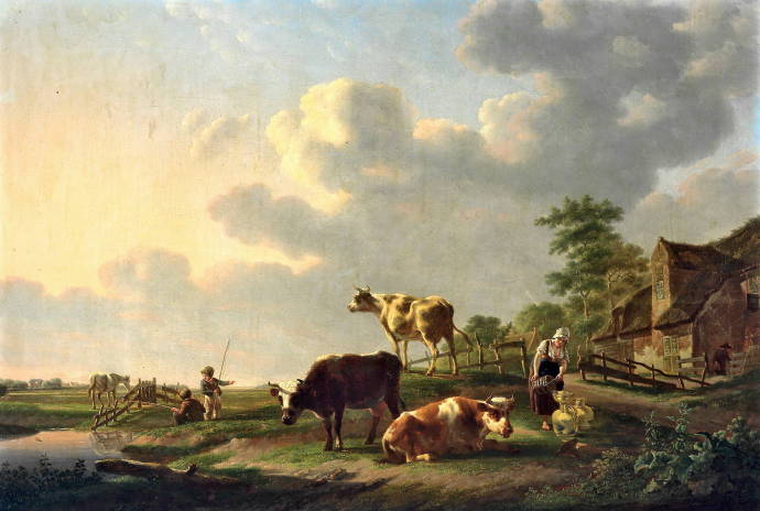 Пейзаж с коровами и маленькими пастушками / Гилис Смак Грегоор - Gillis Smak Gregoor
