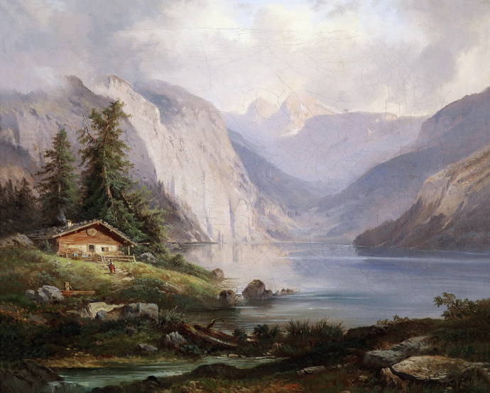 Пейзаж с озером Зальцкамергут / Густав Барбарини - Gustav Barbarini
