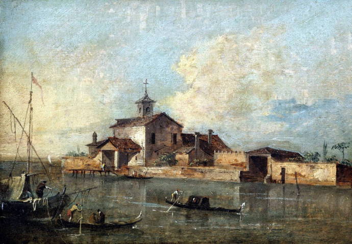 Вид Венецианской лагуны с островом Сан / Джакомо Гуарди - Giacomo Guardi
