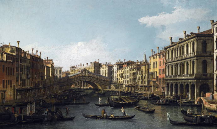 Вид на мост Риалто вы сторон Базилики / Джованни Антонио Каналетто - Giovanni Antonio Canaletto