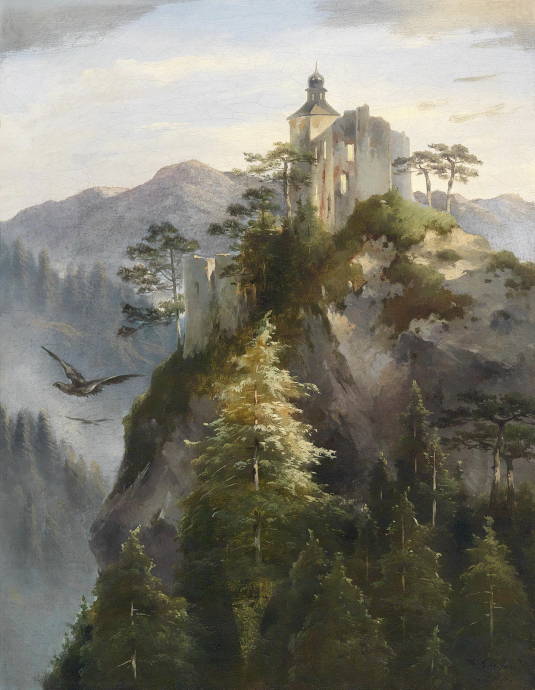 Разрушенный замок на скале. 1866 г. / Доминик Шуфрид - Dominik Schuhfried