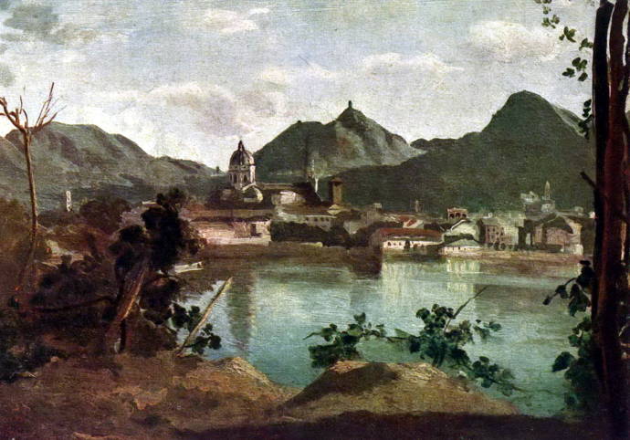 Город на озере Яго Комо / Жан Батист Камиль Каро - Jean Baptiste Camille Corot