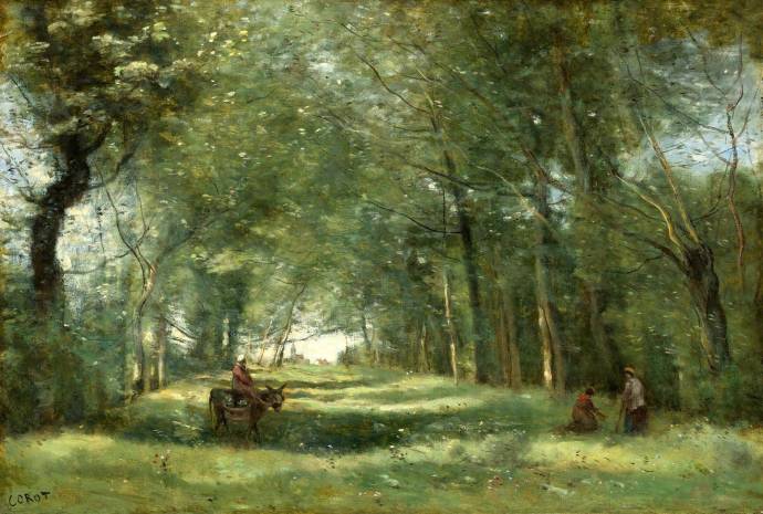 Прогулка по лесу / Жан Батист Камиль Каро - Jean Baptiste Camille Corot